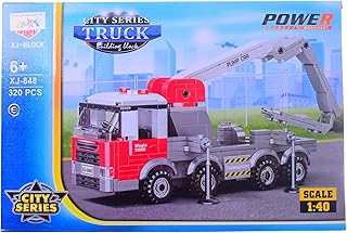 مكعبات بناء شاحنة من سلسلة سيتي لعمر 6 سنوات فما فوق، 320 قطعة - احمر رمادي