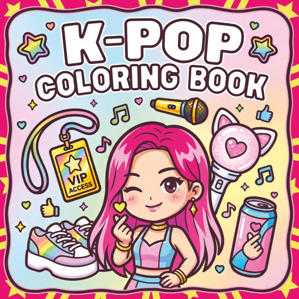 K-Pop Coloring Book: Bold and Easy Kawaii Chibi Designs for Young Superfans