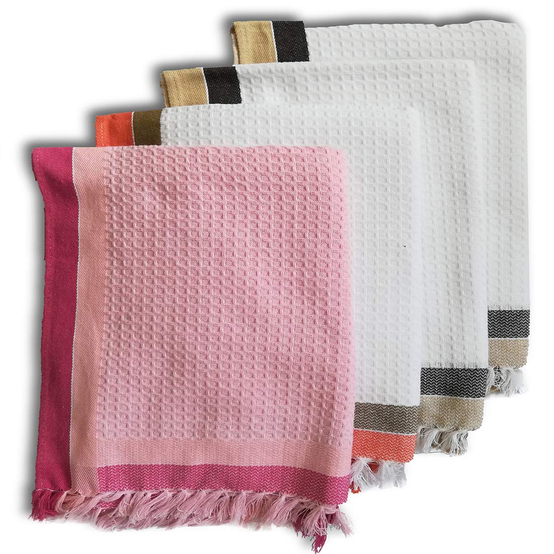 Athom Living Light Weight Cotton Premium Waffle Border Bath Towel 75x1 50 cm Pack of Four