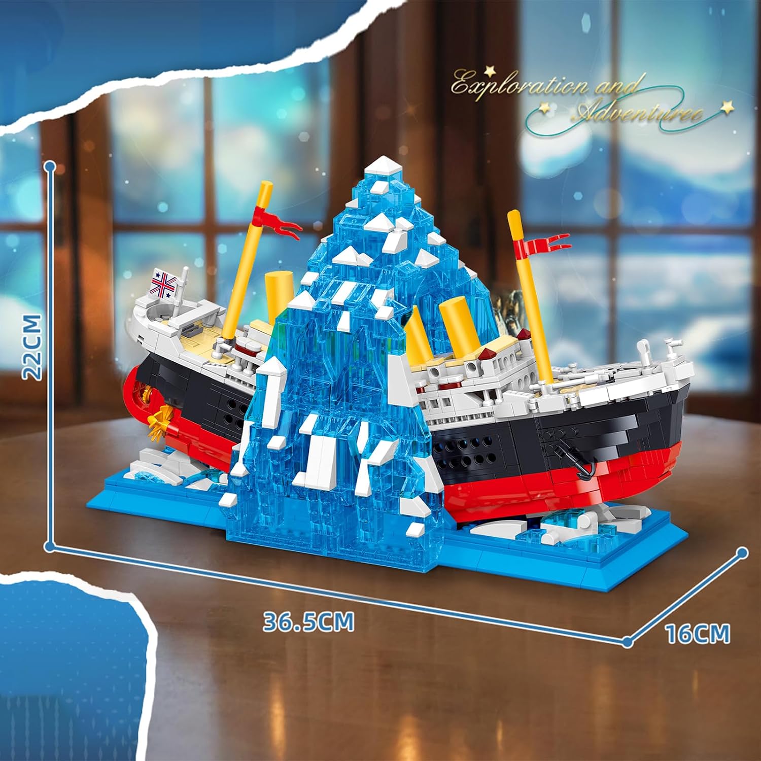 Titanic Building Set, Ship Book Nook Kit 2 in 1 Compatible with Regular Size Bricks, Cruise Boat Model with Glacier Bookends Construction Kit Toy Gift Home Decor for Adult 14+, 1202 pcs