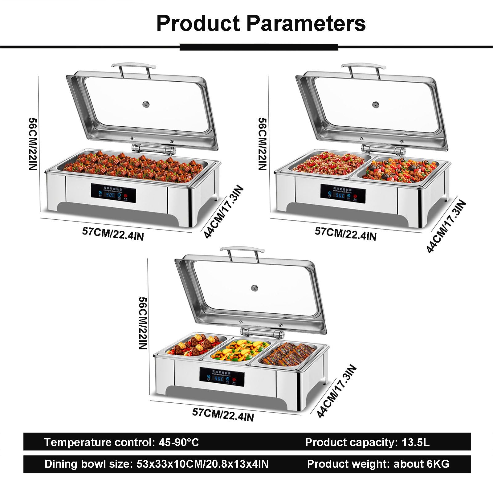 Scaldavivande Elettrico Da 13,5 Litri, Set Per Buffet, Scaldavivande Professionale Con Display A Led, Riscaldatore Per Alimenti Di Grande Capacità Per Cucina, Sala Da Pranzo, Catering, Banchetti, Pic