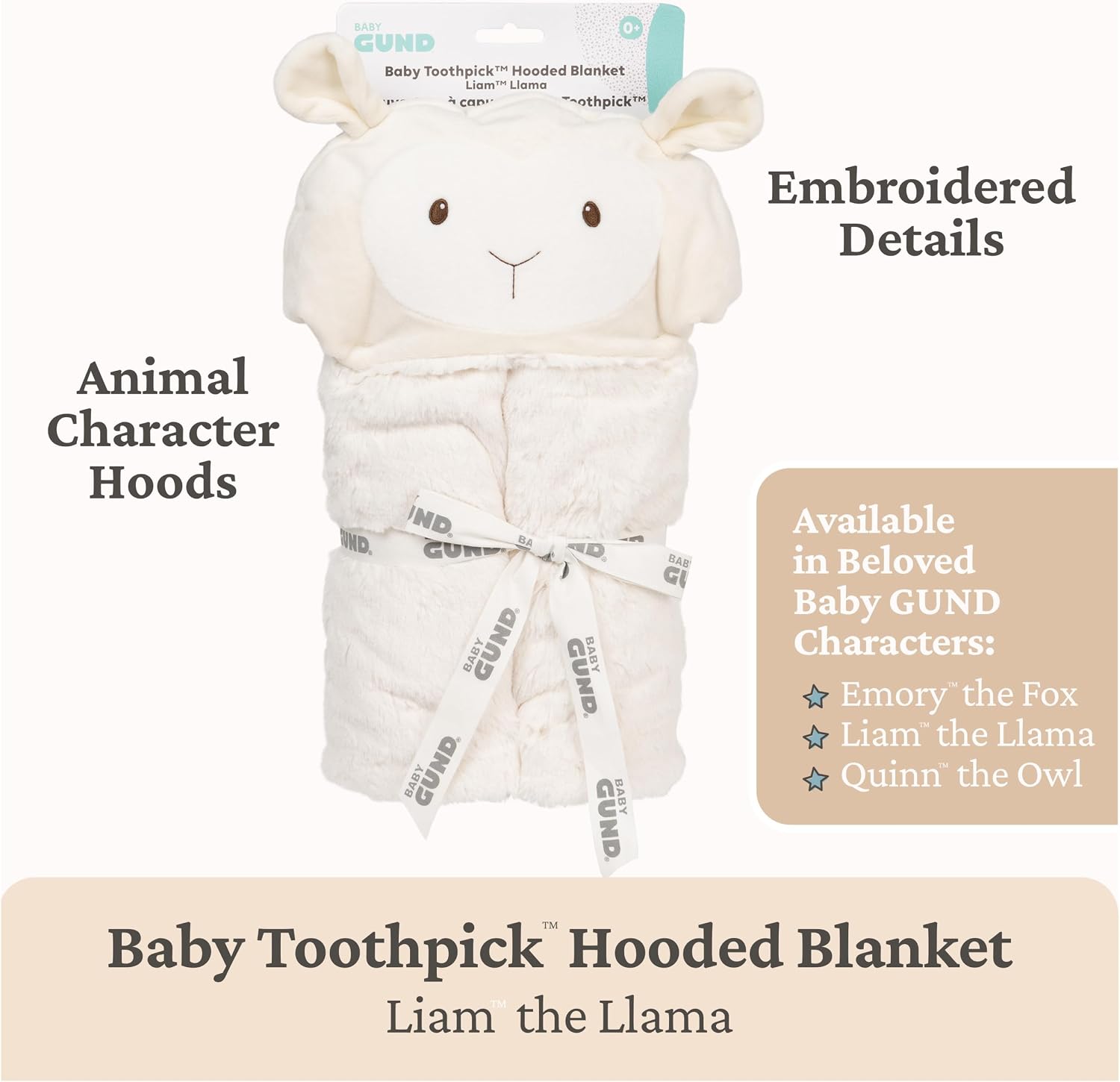 GUND Baby Lil’ Luvs Hooded Blanket, Liam Llama, Ultra Soft Plush Security Blanket for Babies and Newborns