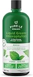 Pure-lē Natural Chlorophyll Liquid Greens | Organic (COR Certified), Gluten-Free, Vegan | Activated Charcoal Mint Flavor (450 mL) – Natural Body Deodorant, Alkalizing & Antioxidant Support