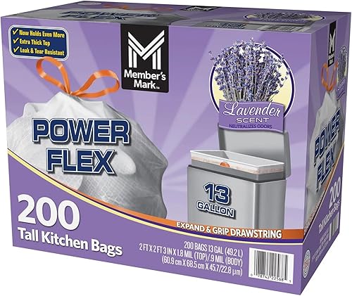 Miniatura 3 de Member's Mark Power Flex Tall Kitchen Drawstring Trash Bags (13 Gallon, 2 Rolls of 100 ct., 200 count total)