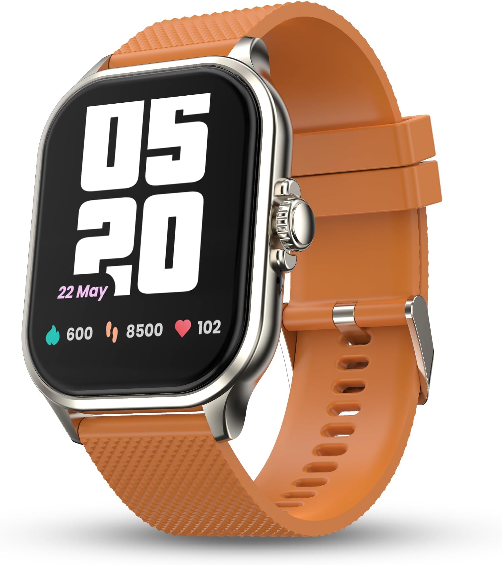 Pebble Oslo 2.01" Vibrant HD Display, BT Calling Smart Watch for Men & Women, Premium Metal Body, Fast Pairing, DIY Watch Faces, Health Suite, Multiple Sports Mode, IP67 Water Resistance, Brunt Orange