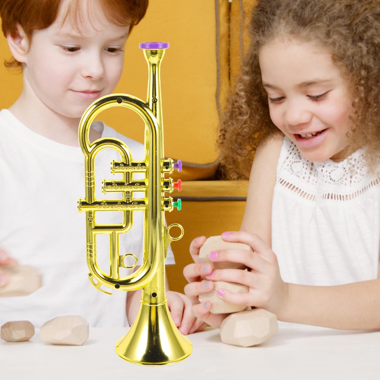 TOYANDONA Trompette Jouet D'Imitation À Trois Sons 33.50X13.00X9.00Cm Instrument De Musique Jouet pour Enfants Outil d'apprentissage Précoce Développement Musical