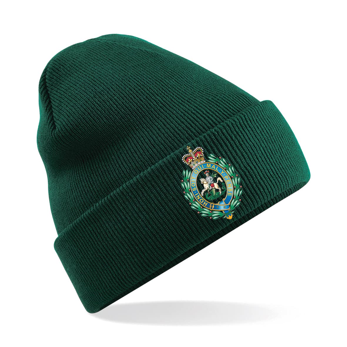 Psave Unisex Green Royal Regiment Of Fusiliers Insignia Mens Premium Embroidered Beanie Hat, Bob Hat British Army Military (Green)