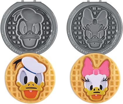 Dash MultiMaker Mini System Removable Plate Set - Ceramic, Nonstick Replacement Plates for Fun-Shaped Waffle Breakfast - Waffle Maker Not Included - 4-Inch - Two-Pack - Donald & Daisy