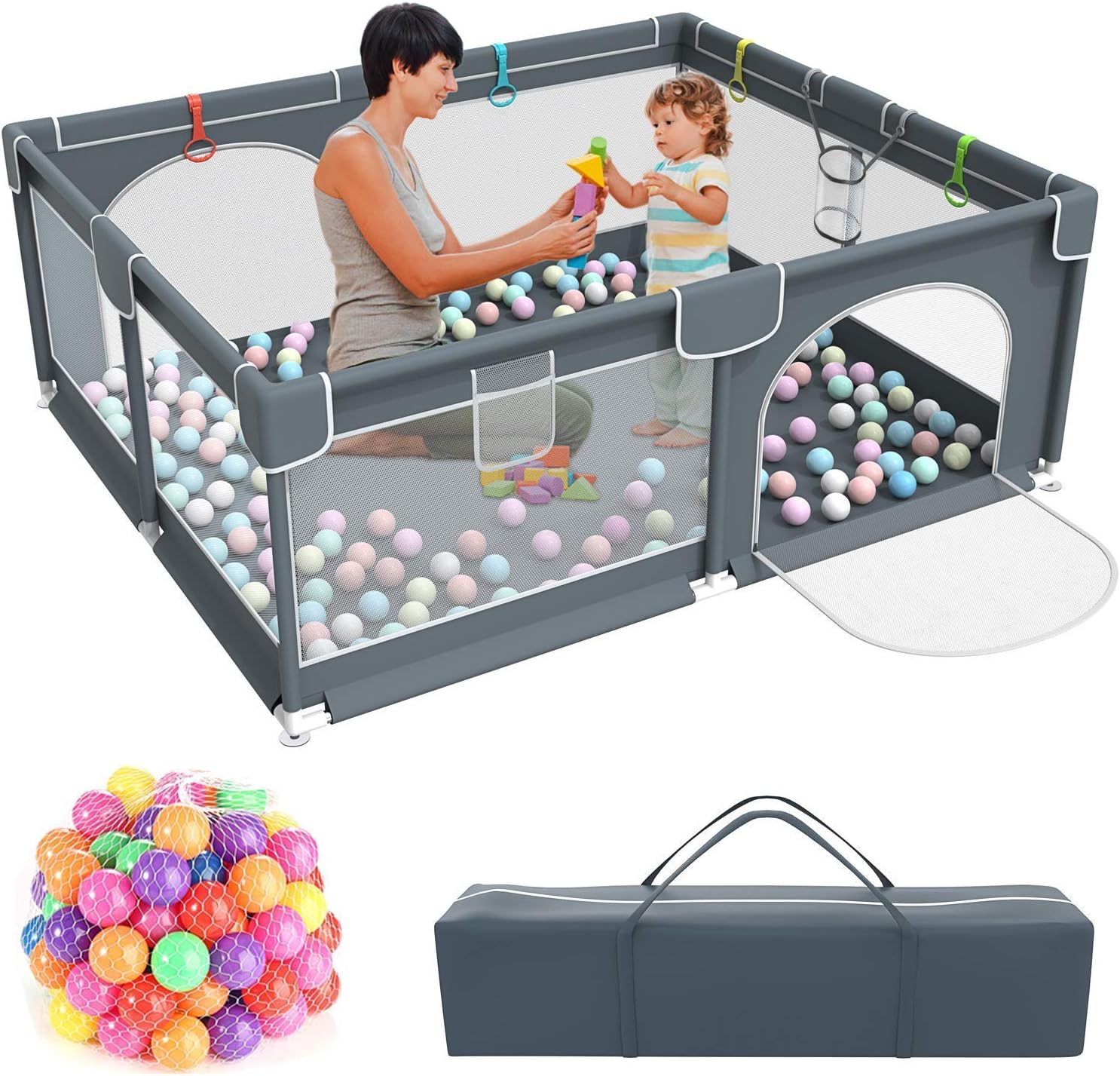 SINCHERBaby Playpen (brown) (white)