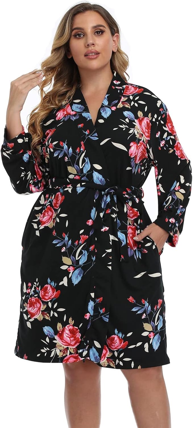 Plus Size Robes for Women Short Modal Knit Maternity Robes Plus Size Soft Kimono Robes Sleepwear