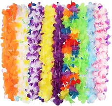Pack of 40 Hawaii Chain Flower Chain Multicoloured Flower Chains Hawaiian Garlands Necklace for Performances Campfire Beach Graduation Parties Dresses Birthday Decoration