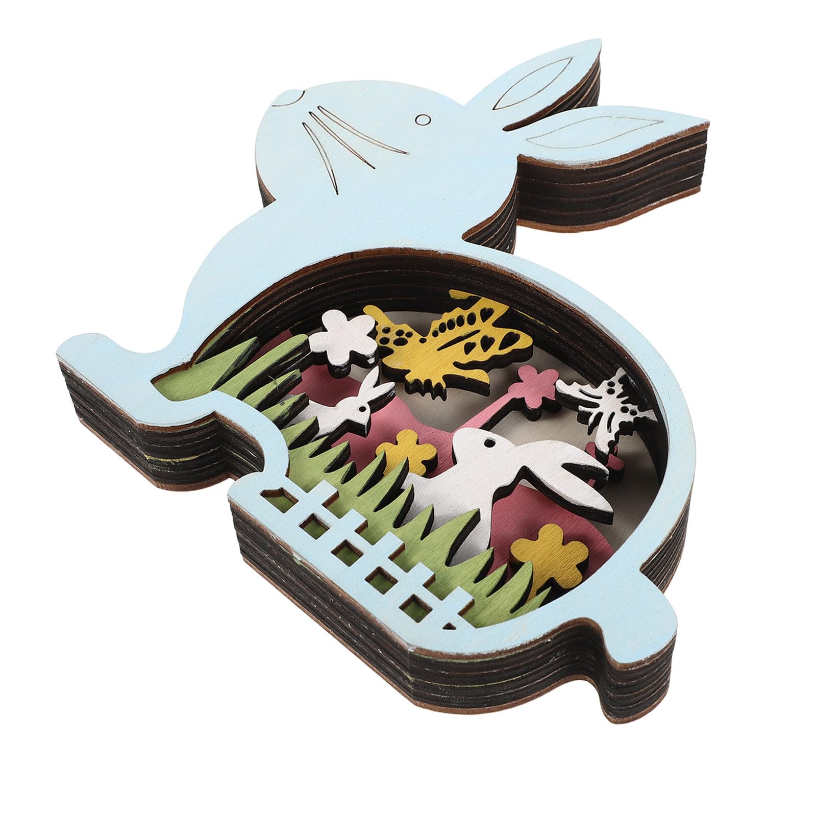 Decoración de mesa de Pascua con conejito de madera manualidades artesanales
