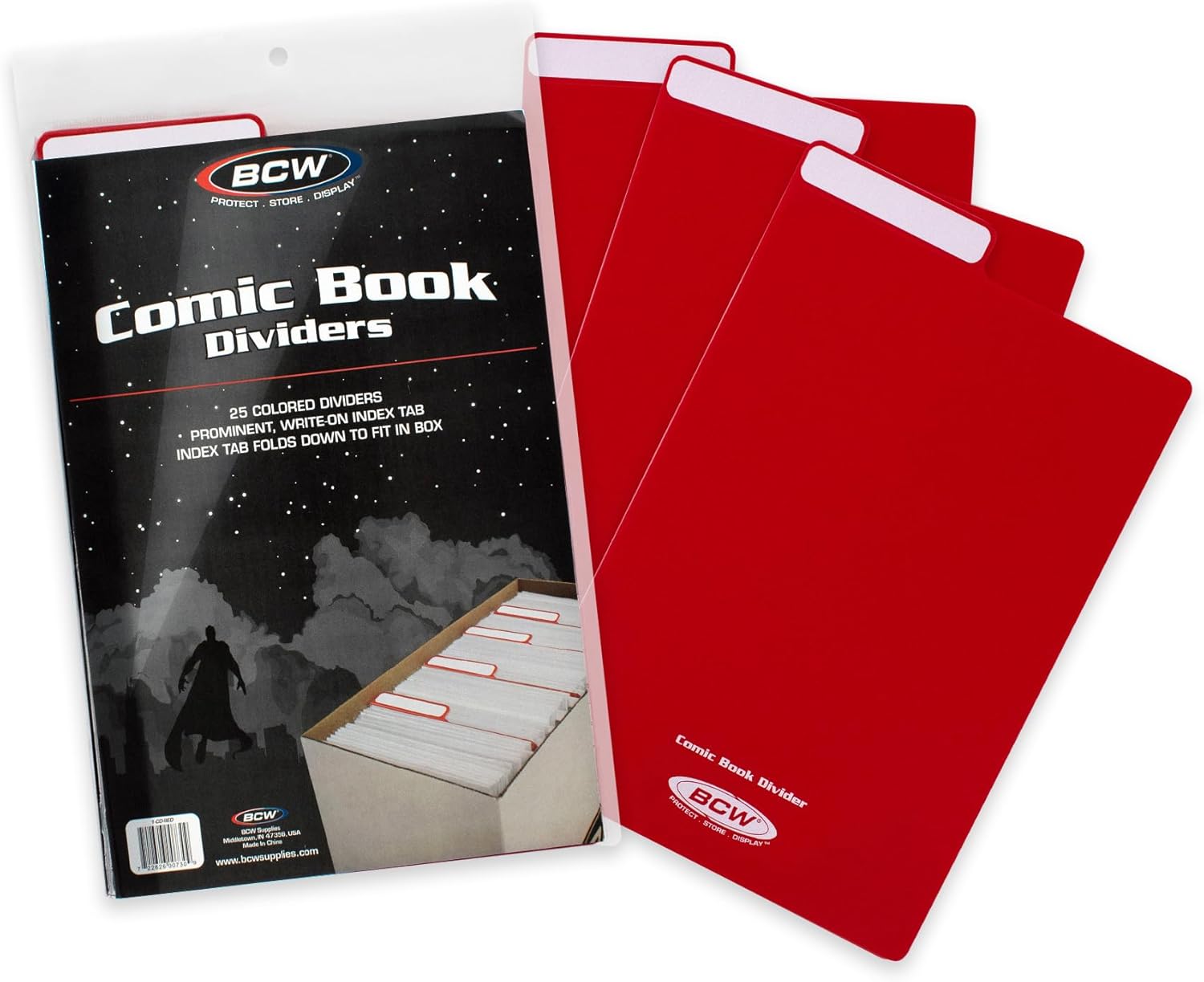BCW Comic Dividers - 25 Pack | Archival Polyethylene Plastic Dividers | Organize Comics Efficiently in Storage Boxes | Write-On Index Tab (Black)