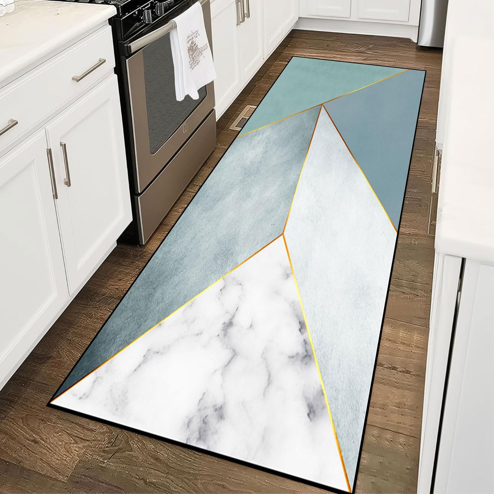 Alfombra moderna para comedor lavable con diseño abstracto para sala de estar de 55x160