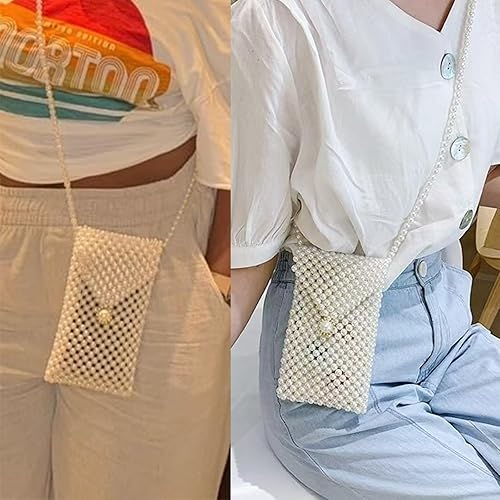 Miniatura 6 de Bolso de lujo con perlas, bolso de cadena, bolso cruzado de perlas artificiales hecho a mano, bolsas de noche para fiestas, bodas, fiestas