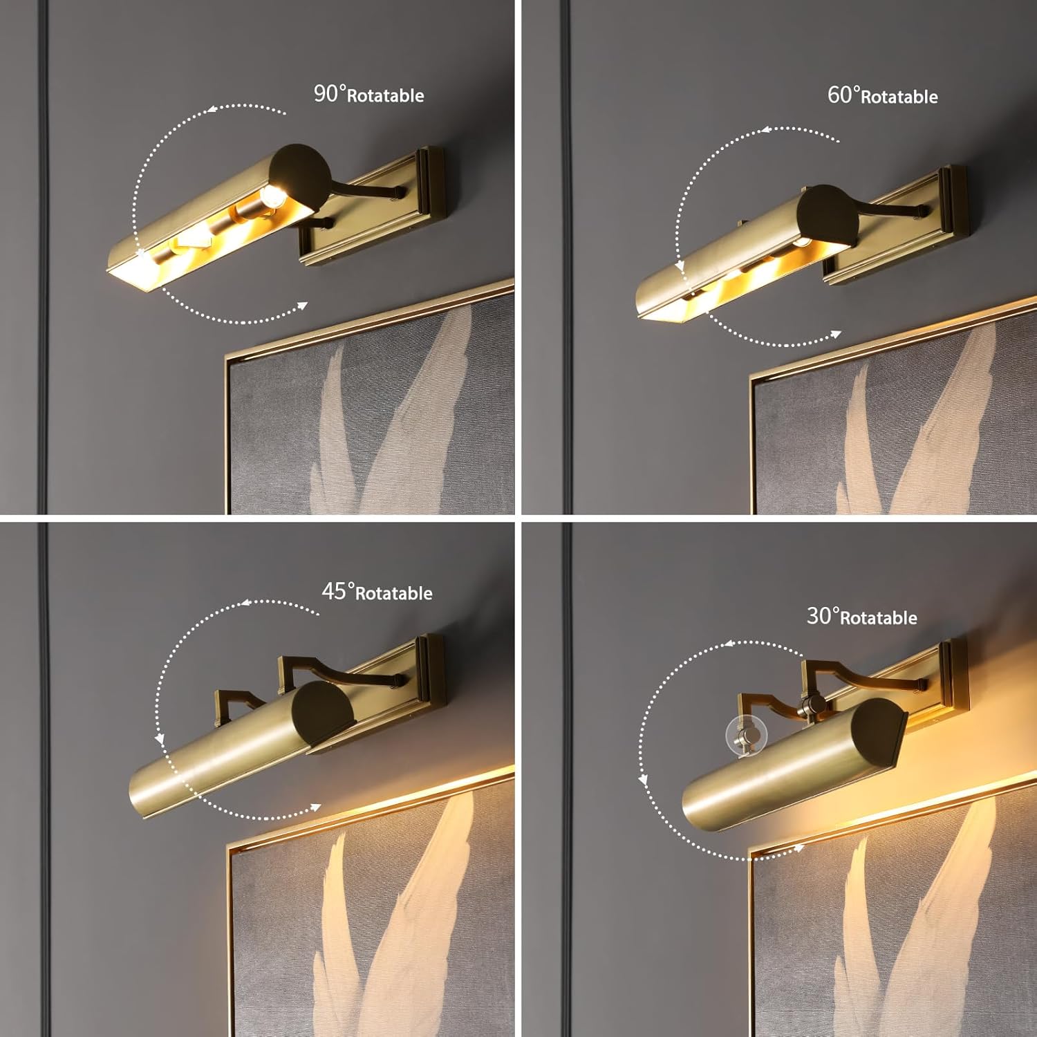 Picture Lights 18" Brass Picture Light 3-Light Gold Wall Sconce (Brushed Brass, 18 in)