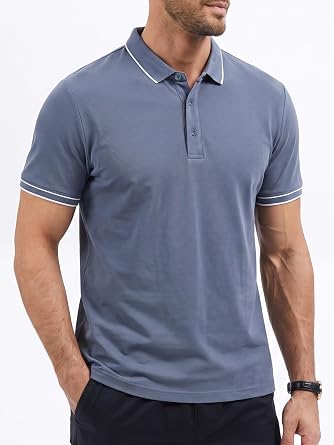 Men's Polo Shirts Short Sleeve Cotton Blend Classic Casual Golf Shirt