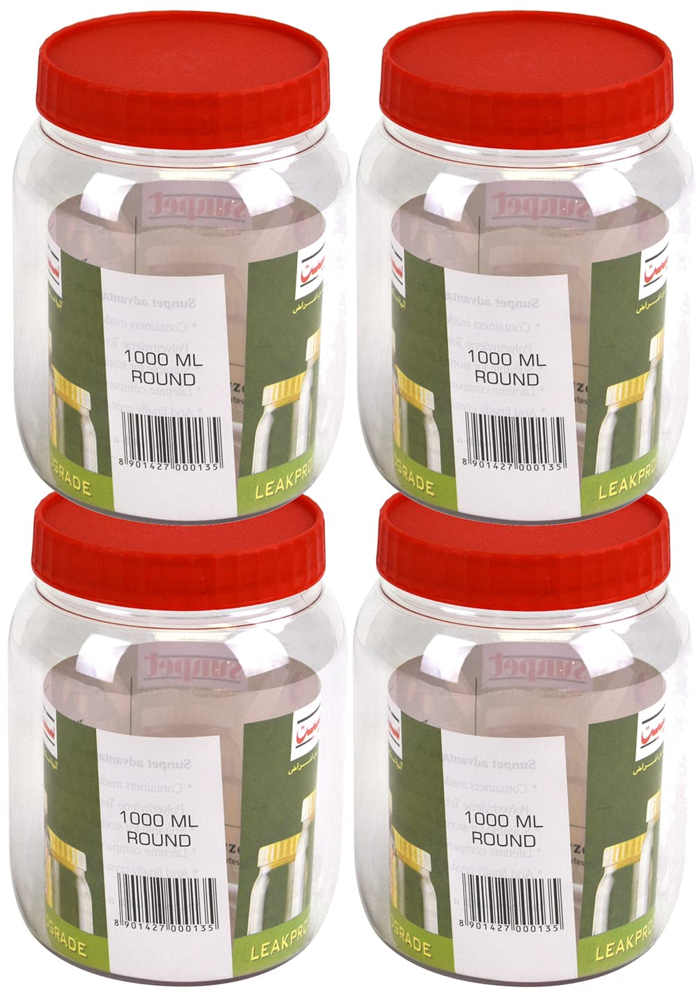 P.E.T. Jars, Food safe, Clear Food Storage Containers. (4x 1000ml 2pk) — image 1