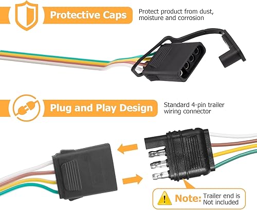 Miniatura 3 de WeiSen Arnés de cableado de remolque personalizado de 4 pines con conector Plug & Play compatible con Toyota Tacoma 2005-2015, compatible con T100