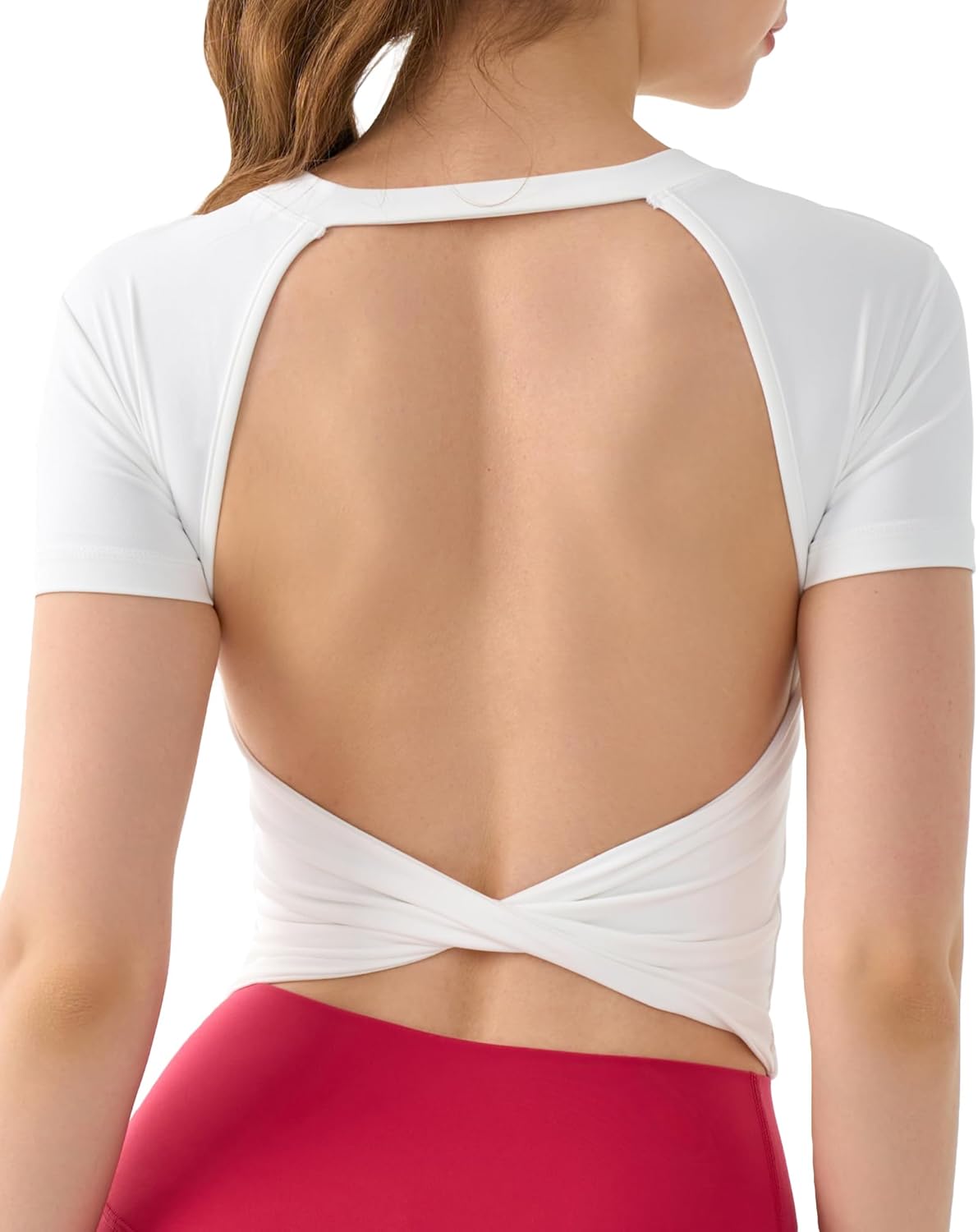 DaiLiWei Open Back Workout Tops for Women Longline Sports Bras Padded Crop Tank Yoga Top Low Back Shirts with Built in Bra