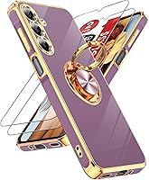 Vista 56 de LeYi para Funda de Teléfono Samsung Galaxy A13-5G: Protector de Pantalla de Vidrio Templado, Soporte Magnético Giratório de Anillo 360°, Borde Negro