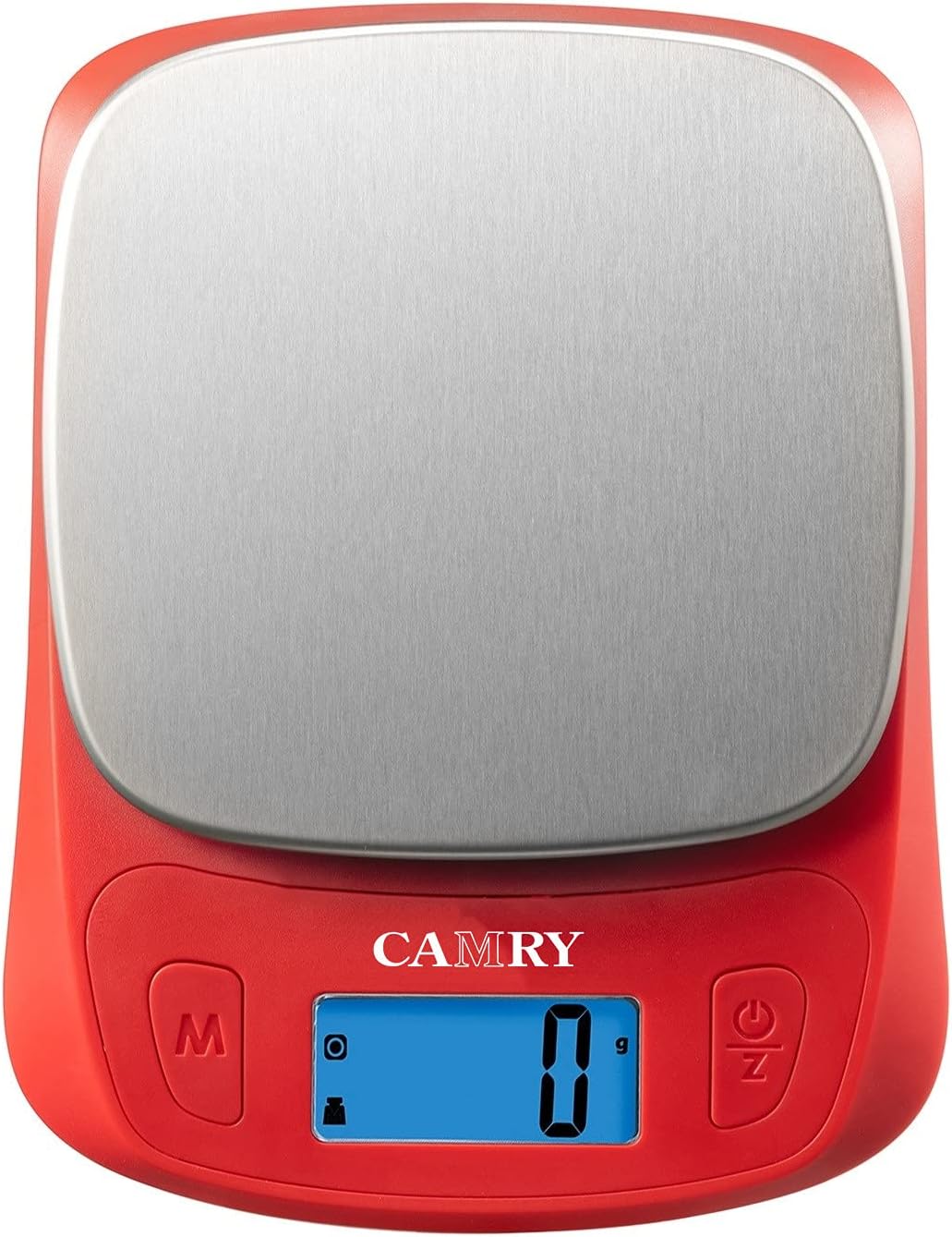 CAMRY Digital Kitchen High Accuracy Devision 1g Capacity 5kg/11lbs LCD Display Tara Function Auto Off Function Stainless Steel Anti-Fingerprint(Red)