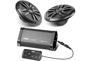 VELEX Marine Bluetooth Amplifier Speaker Package | 200W Waterproof Stereo Speakers w/ Karaoke Microphone