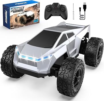 118 Scale Remote Control Car Truck, 2.4GHz All-Terrain RC Car Toy with LED Lights, Boy Toys Monster RC Trucks Birthday Gifts for 4 5 6 7 8 9 10 Year Old Boys Age 4-6 6-8 8-12