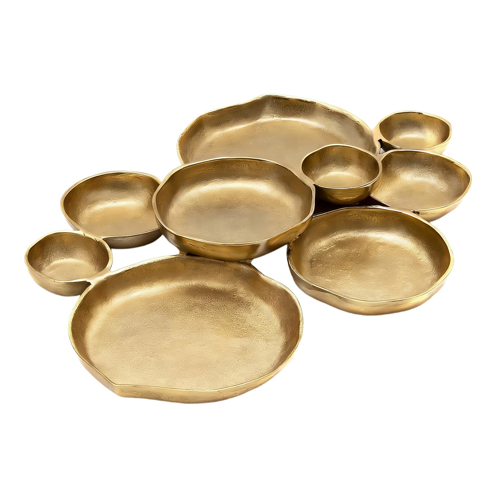 Verbundenes Cluster Von Servierschalen 9-Fach Gold Rund Servierplatte Für