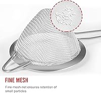 Vista 7 de Juego de 2 coladores de malla de acero inoxidable para cocina, colador redondo de malla fina de 5.5 pulgadas y colador cónico de malla fina de 3.4