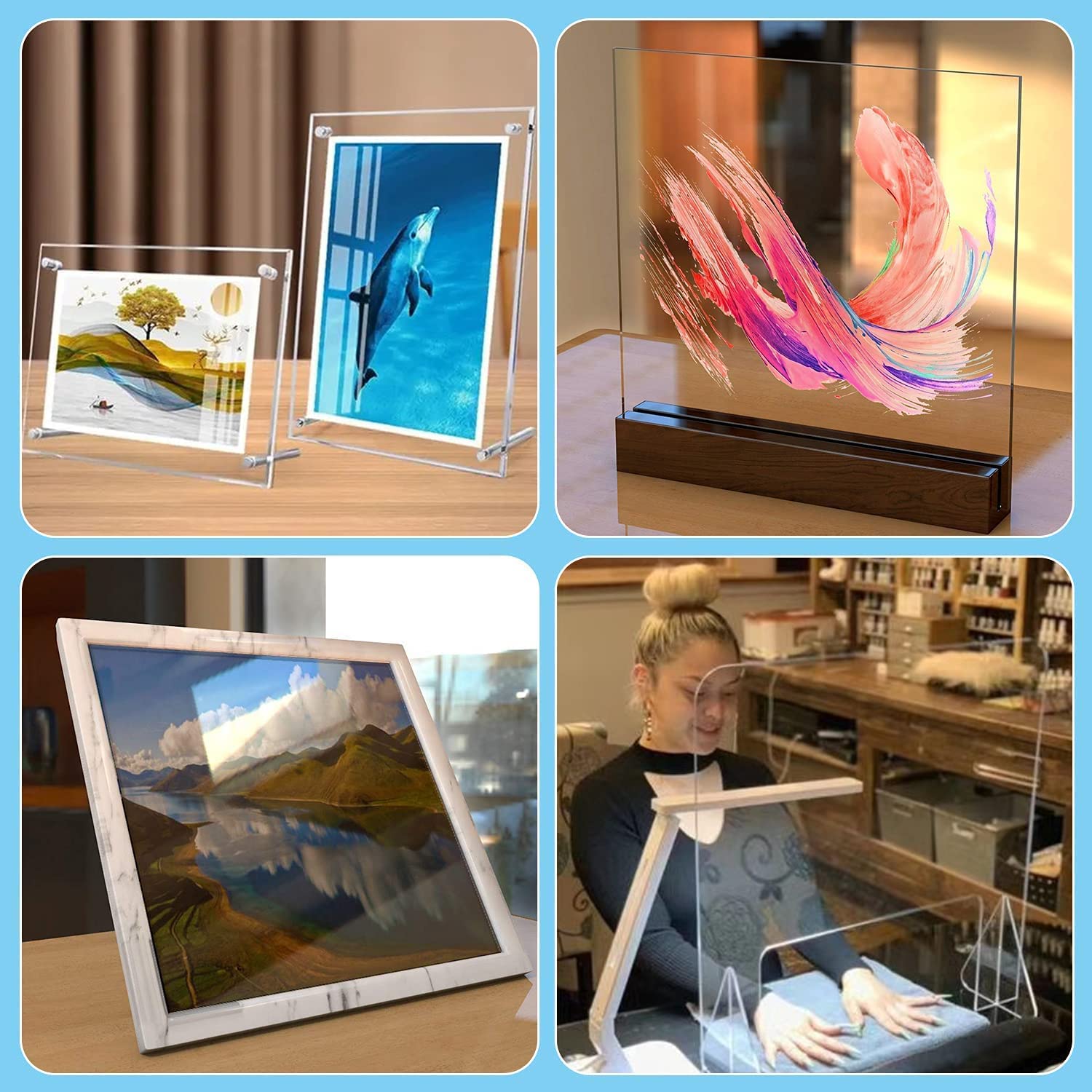 Bettomshin Acrylic Sheet A4 Clear Acrylic Plexi Glass Sheet Acrylic Sheet Plastic Plexi Glass Board for Picture Frames Sign Holders DIY Display 3mm Thick 297mm x 210mm 1Pcs