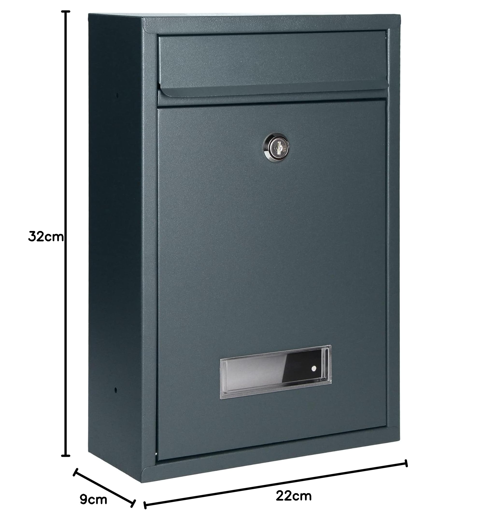 Boite aux Lettres avec Plaque Nom et Clé en Acier Galvanisé Format A5 (Anthracite)