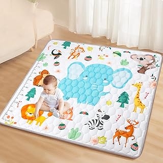 Funsland Alfombra Bebe Acolchada Plegable, Antideslizante Algodón Alfombras de Gateo, Mat Suelo para Bebe para Jugar en Casa, Tapete de Actividades Bebe para1 2 3 Años, Suave & Grues, Animales Patrón