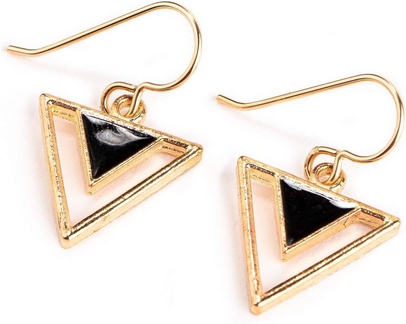 Gold Enameled Tribal Triangle Drop Earrings in Multiple Colors