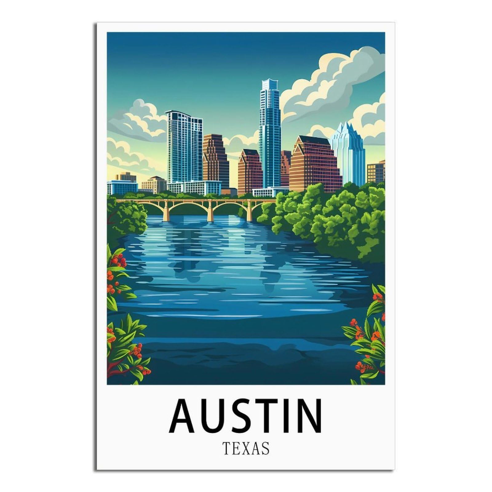 EZMLFA 5D Diamond Painting Kits for Adults,Austin Texas River,Diamond Painting,Landscape Gem Art Kits Adult and Crafts Home Decor 40x50cm