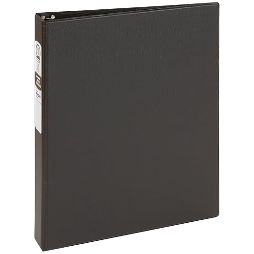Avery Standard 3 Ring Binder, 1" Round Rings, 175-Sheet Capacity, 1.4 Inch Wide Spine, 1 Black Binder, Ideal for Lightweight Organization and Occasional Referencing (03301)