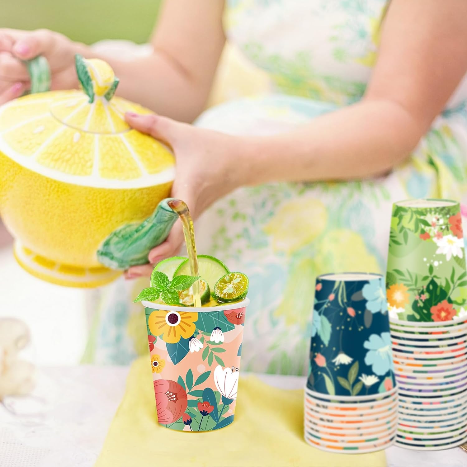 Disposable Paper Cup 9oz 48 Pcs – 6 Unique Floral Designs Drinking Cup, Perfect for Spring Birthday Parties, Easter, Bridal Showers, Weddings, Tea Parties, Christmas, Valentine’s Day, and Baby Showers - Image 6