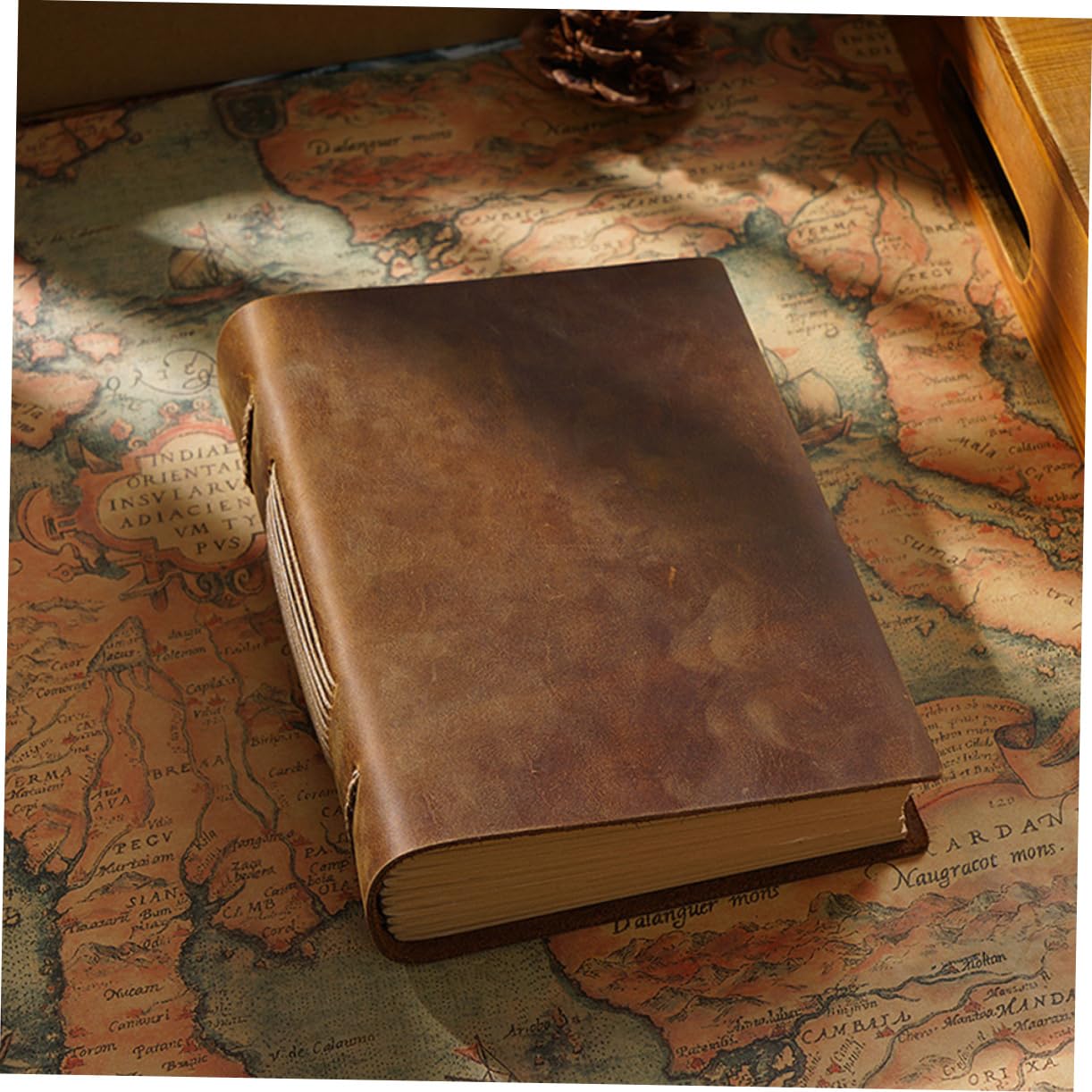 Operitacx Quaderno Diario Vintage in Pelle Bovina Marrone per Appunti | Carta Ispessita, Protegge le Pagine Interne, Stile Semplice e Raffinato per Viaggio e Insegnamento