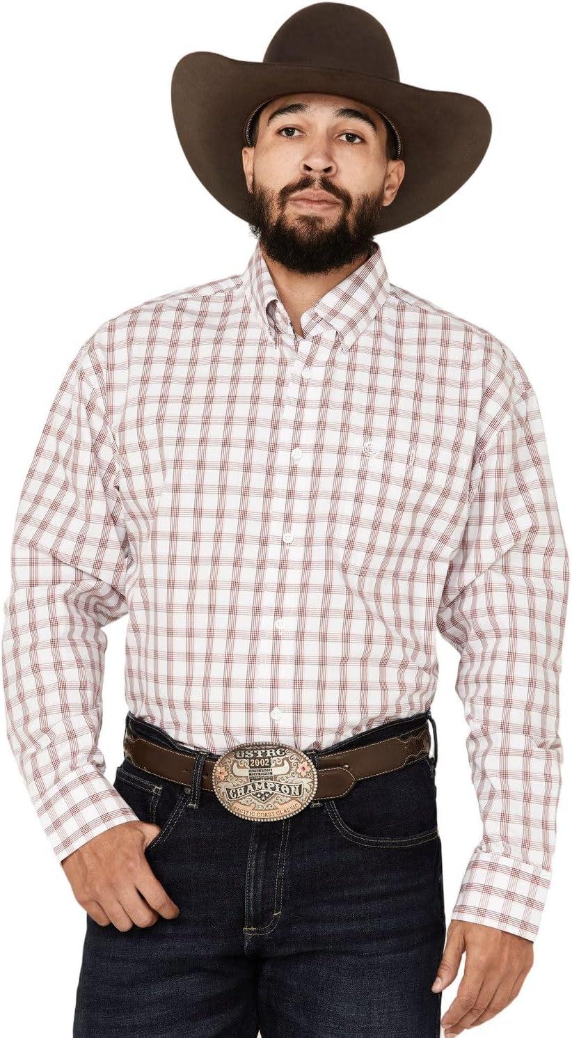Wrangler Men's George Strait Plaid Button Down Long Sleeve Shirt