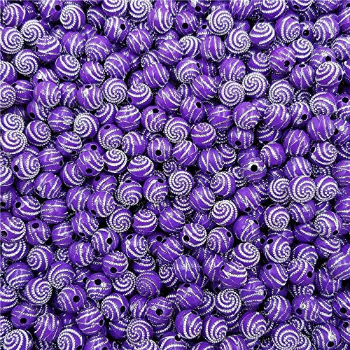 Lot De 30 Perles Acrylique Violet Effet Craquelé 10 Mm – Pour Création De Bijoux – Origine Chine