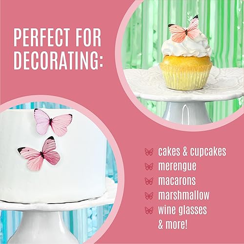Miniatura 6 de Mariposas comestibles pequeñas hechas a mano en los Estados Unidos para tartas y cupcakes, decoración (pastel)