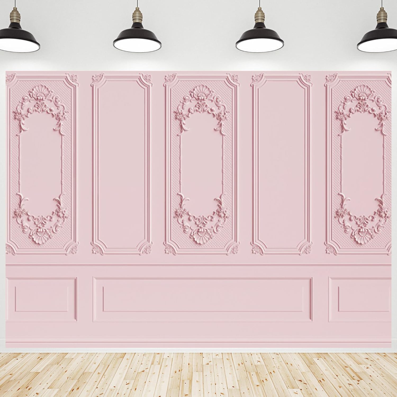 CRTPOD 7x5ft Light Pink Vintage Room Inside Backdrop for Photoshoot European Frame Modern House French Castle Wall Retro Style Background for Photography Birthday Portrait Studio Props