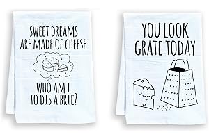 Funny Dish Towels, Set of 2: Sweet Dreams Are Made Of Cheese...