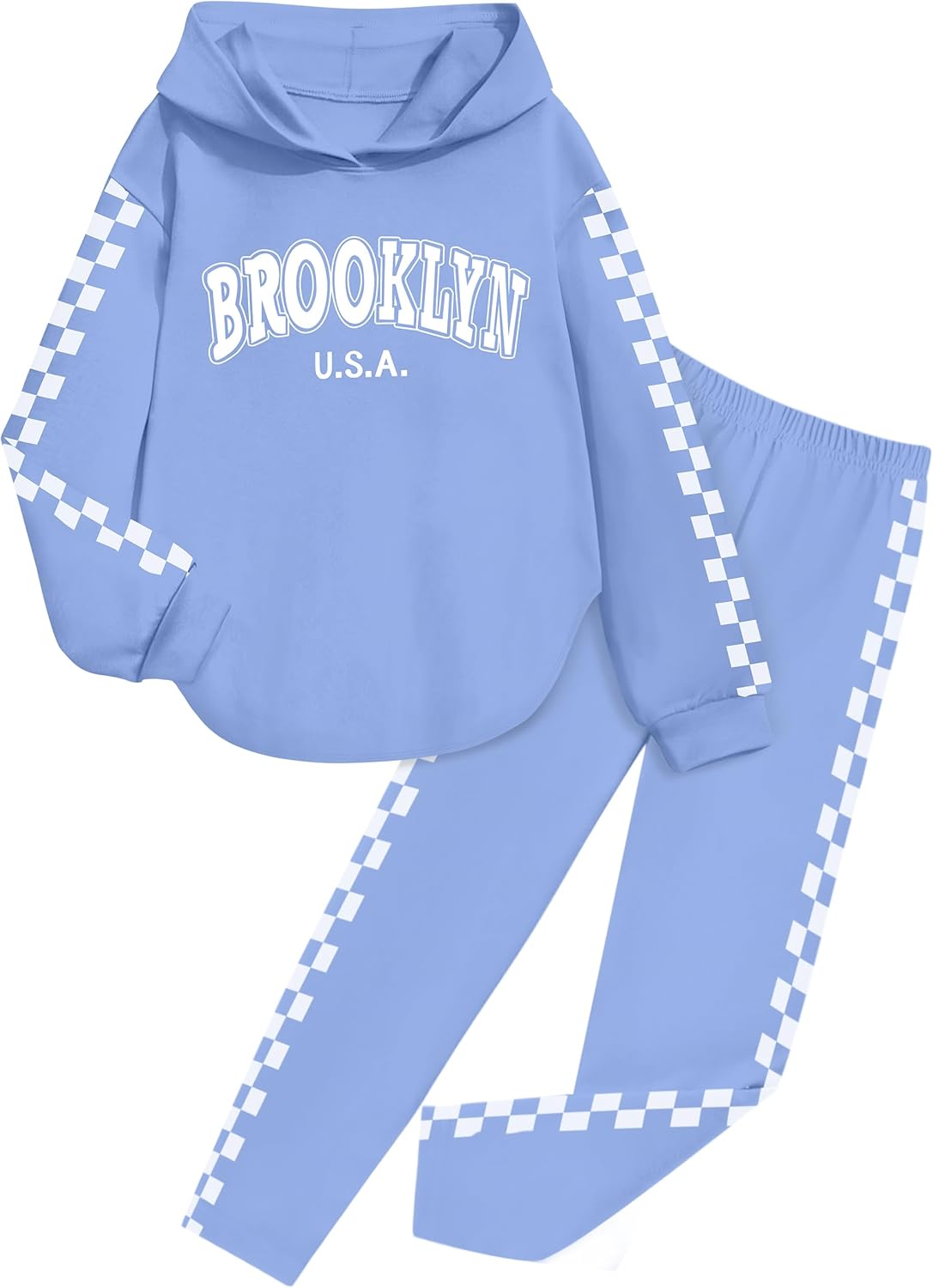 KANGKANG Girls Clothes Fall Winter Outfits Graphic Hooded Sweatsuits Sweatpants 2Pcs Set