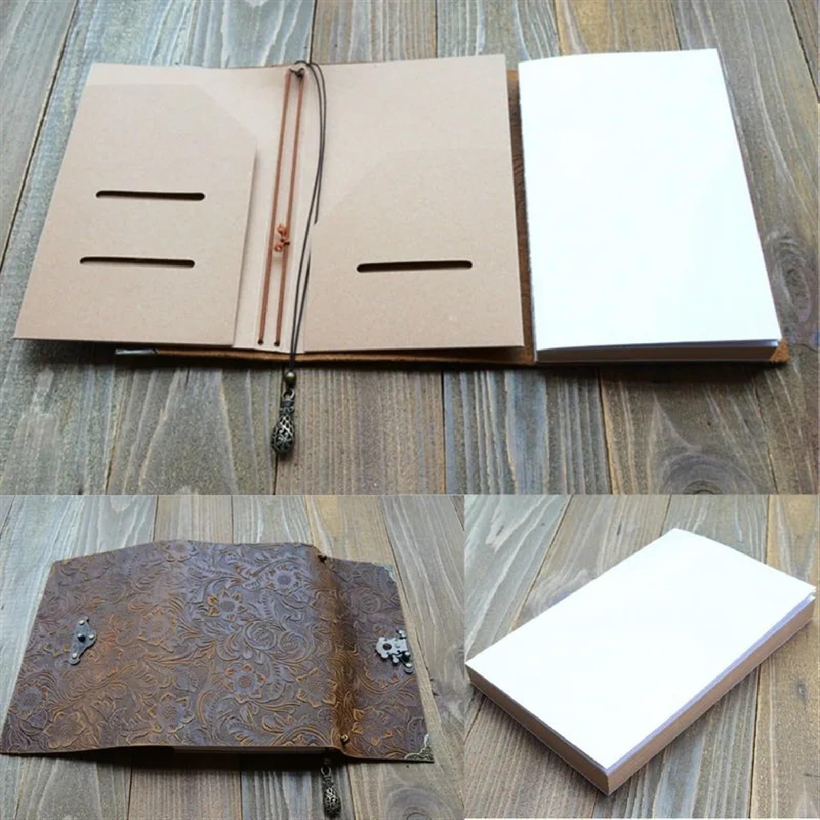 Geprägtes Muster, weiches Leder-Reisenotizbuch mit Schloss und Schlüssel, Tagebuch, Notizblockpapier for geschäftliches Skizzieren und Schreiben für Frauen, Männer, Mädchen und Jungen(Brown)