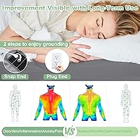 Vista 4 de Grounding Sheets - Sábanas de algodón de alta calidad para terapia de sueño saludable, sábanas bajeras de bolsillo profundo, incluye cable de Gris