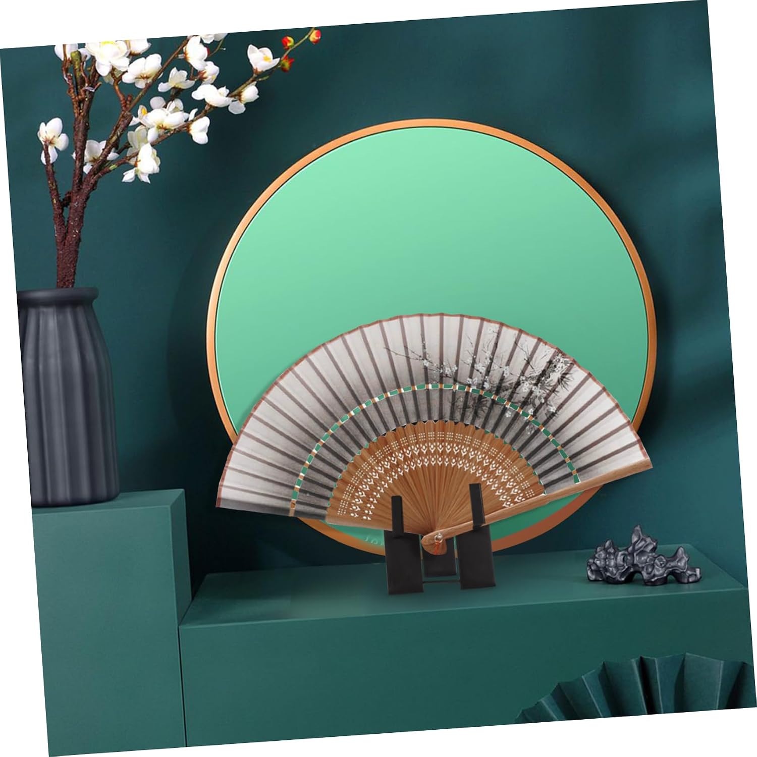 BESTOYARD Japanese Fan Holder Stand Rack for Home and Office Elegant Display Base for Folding Fans Simple and Sturdy Design for Organized Storage