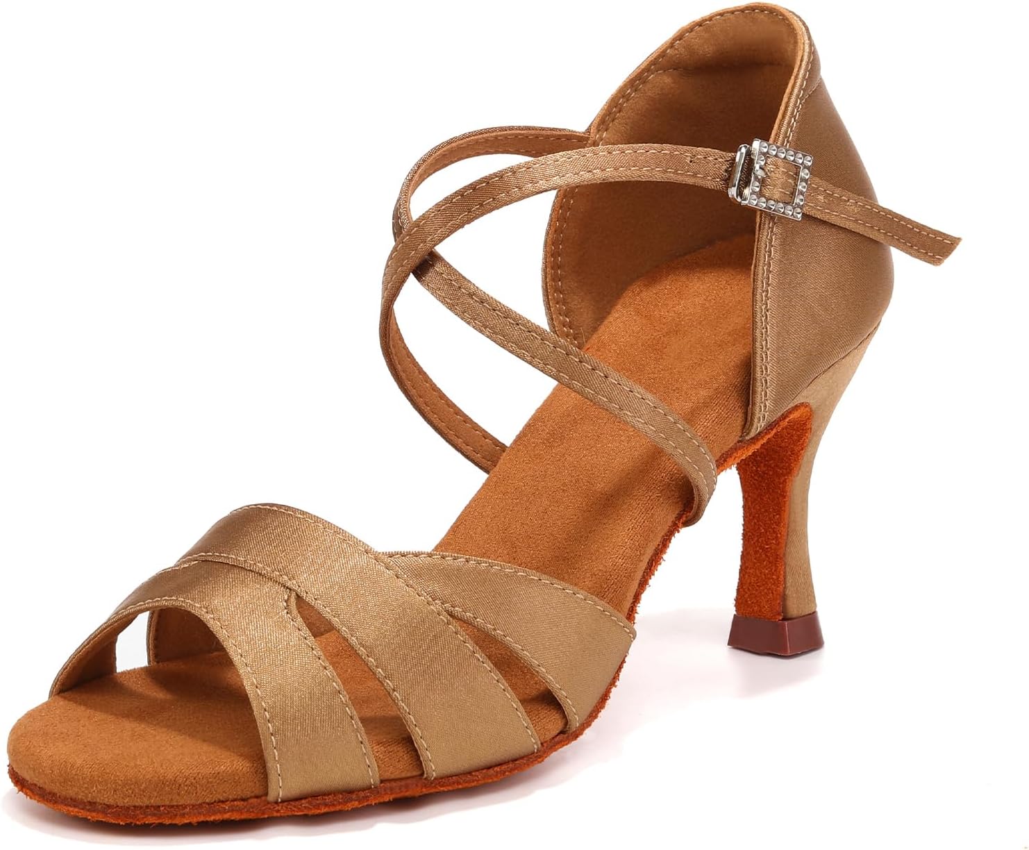 Women's Latin Dance Shoes Peep Toe Satin Professional Ballroom Salsa Tango Dancing Shoes with High Heels