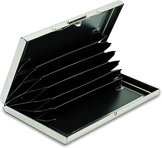 Kartenetui Aluminium Geldbörse - RFID & NFC Schutz für 6 EC-Karten | Kreditkarten - Kreditkartenetui Slim Wallet Card Holder für Damen, Herren - Silber