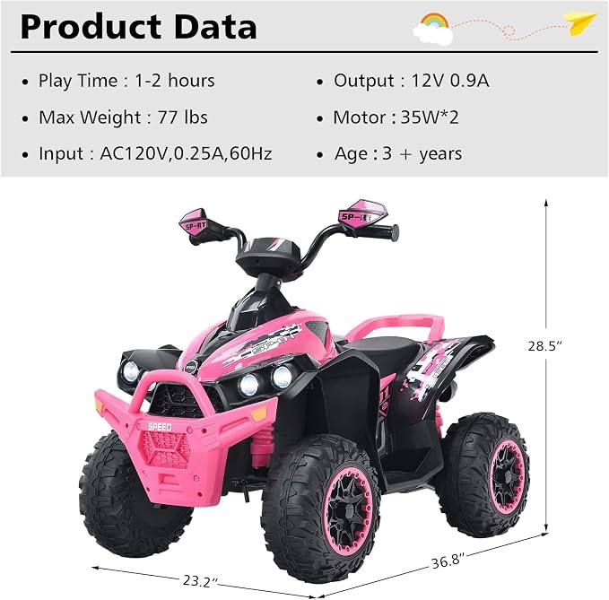 Vehículo ATV Eléctrico 12V para Niños de 3 a 8 Años miniatura 2